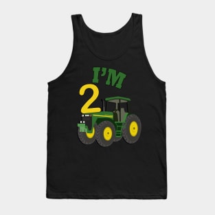 Birthday 2 Year Old Gift Cute Farm Theme Tractor Two Yr Old Cards & Gifts Tank Top